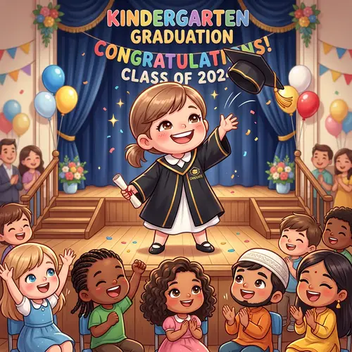 Adorable Chibi Kindergarten Graduate Image | Graduation Excitement