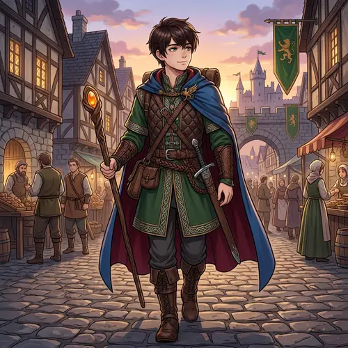 Fantasy-Inspired Anime Character in Traditional European Attire