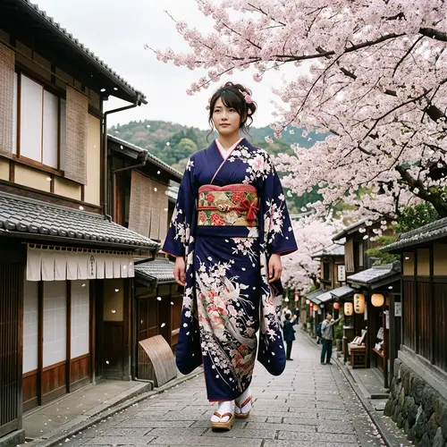 Japanese Giantess in Traditional Attire | Urban Serenity