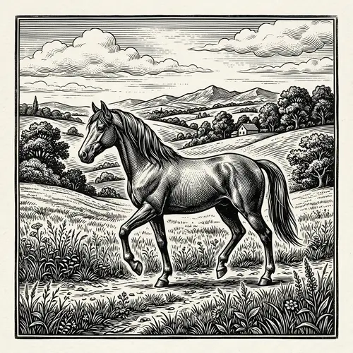 Elegant Black and White Horse T-Shirt Design