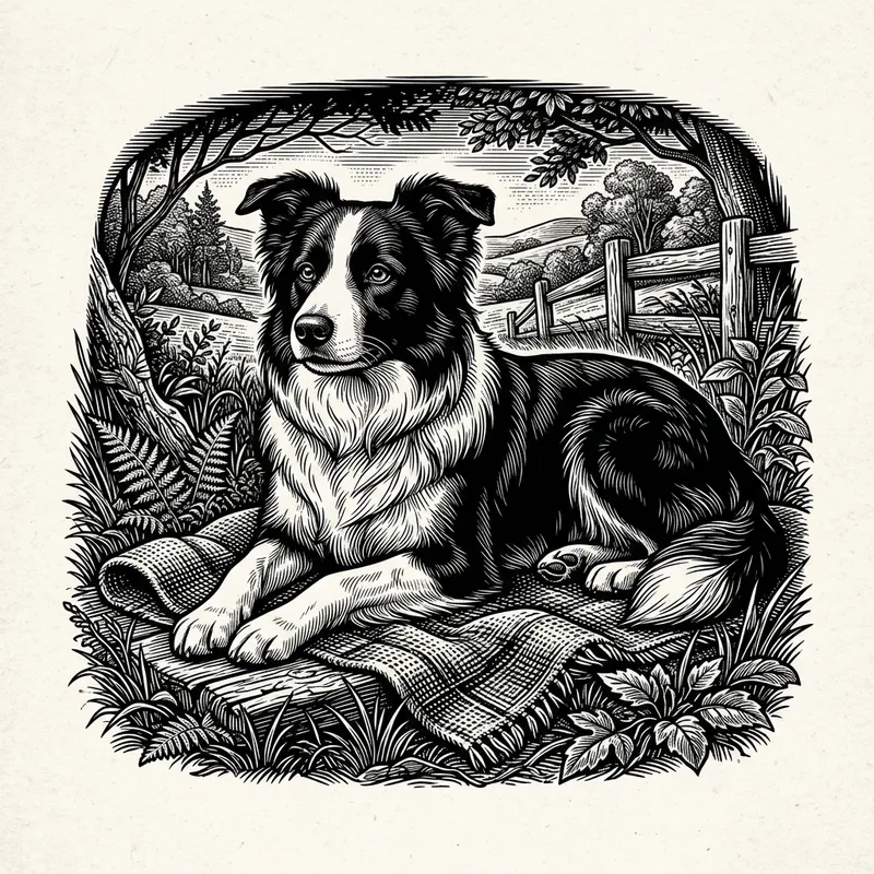 Vintage Border Collie T-Shirt Design