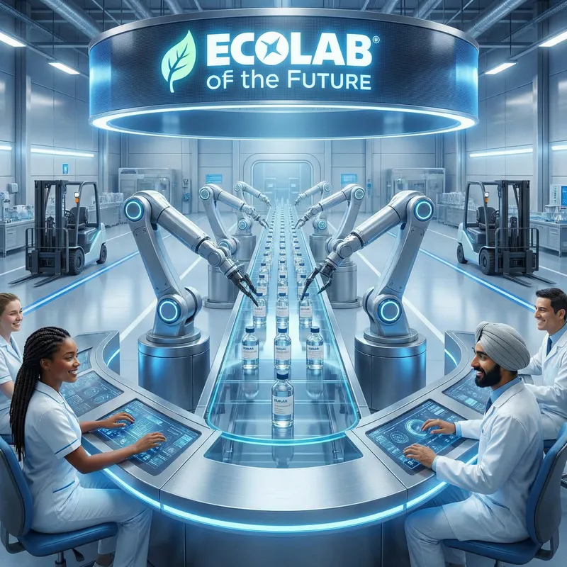 Futuristic Chemical Bottles Production Line with Autonomous Robots