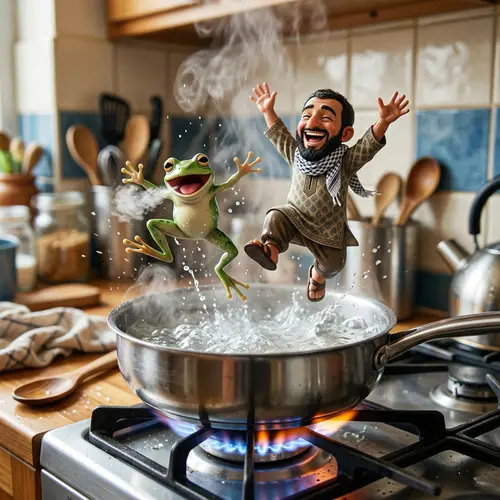 Joyous Frog and Humanoid Escaping Boiling Water - Joyful Leap