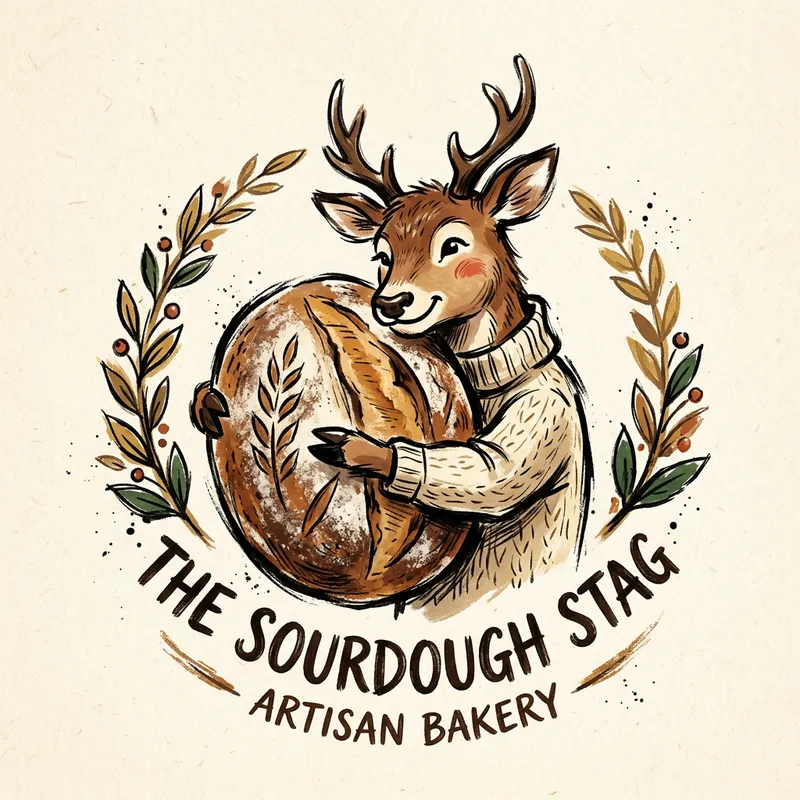 Deer Mascot Hugging Sourdough Logo Design