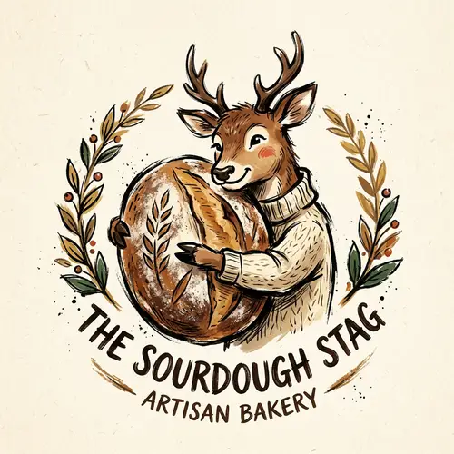 Deer Mascot Hugging Sourdough Logo Design