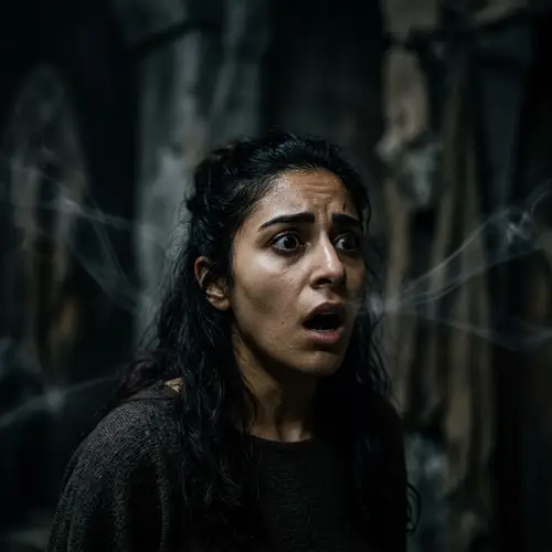 Intense Horror Scene: Middle-Eastern Person in Terror