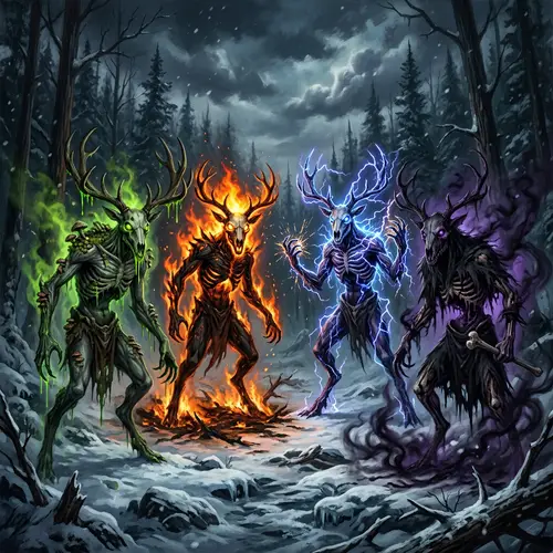 Elemental Wendigos: Poison, Fire, Lightning, Necrotic