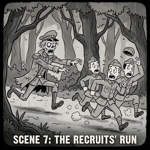 Disney Zombie Military Officer Chasing Recruits in Forest