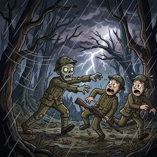 Zombie Soldier Attack in Forest Storm | Animated Artwork