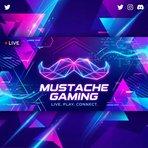Modern Twitch Channel Banner Design with Moustache