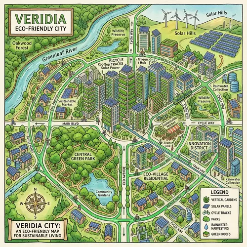 Eco-Friendly City Map: Green Living Design