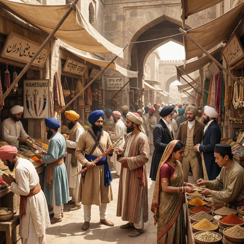 Vibrant 18th Century Indian Marketplace: Unity in Diversity