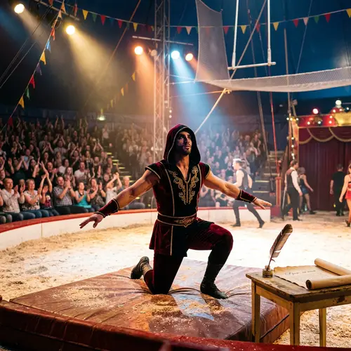 Enigmatic Acrobat's Breathtaking Circus Performance