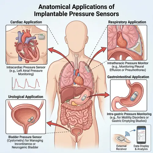 Anatomical Diagram of Organs with Pressure Sensors