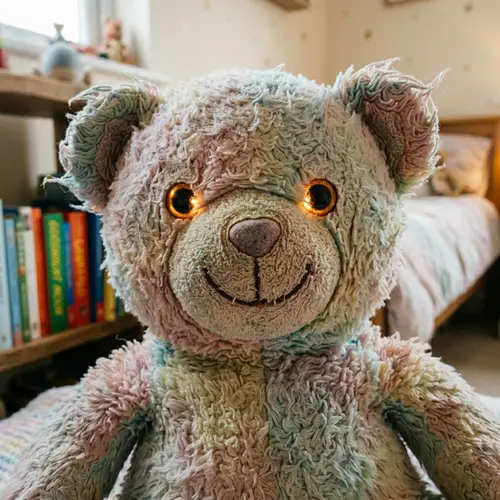 Soft Plush Toy with Button Eyes | Pastel Colors | Cozy Room