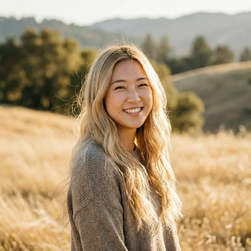 Pretty 27-Year-Old Blonde with Serene Outdoor Portrait