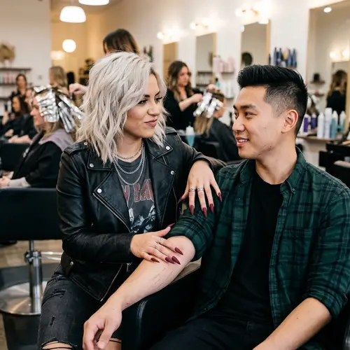 Edgy Hispanic Woman with Long Sharp Nails in Salon