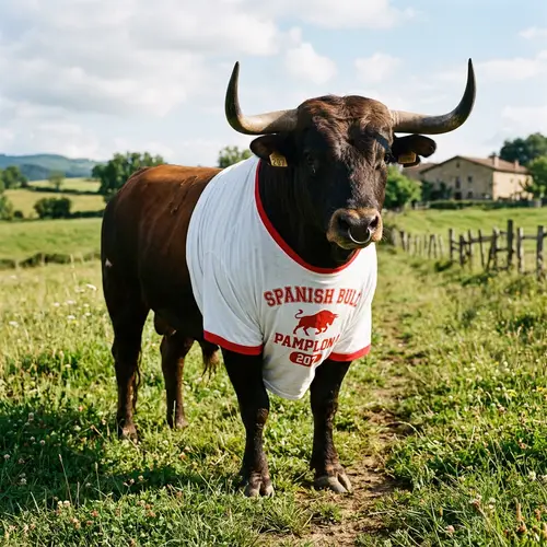 Bull in White and Red T-Shirt – Unique Art Design