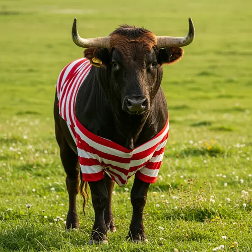 Bull in White and Red T-Shirt – Unique Art Design
