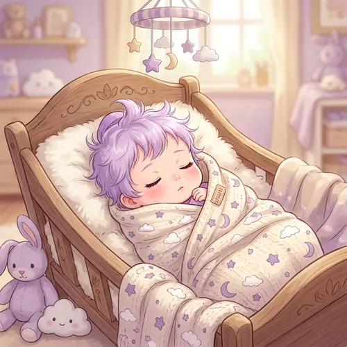 Newborn Baby with Purple Hair - Anime Art & Inspiration