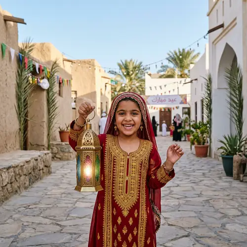 Young Omani Girl Celebrates Eid with Lantern | Traditional Clothing
