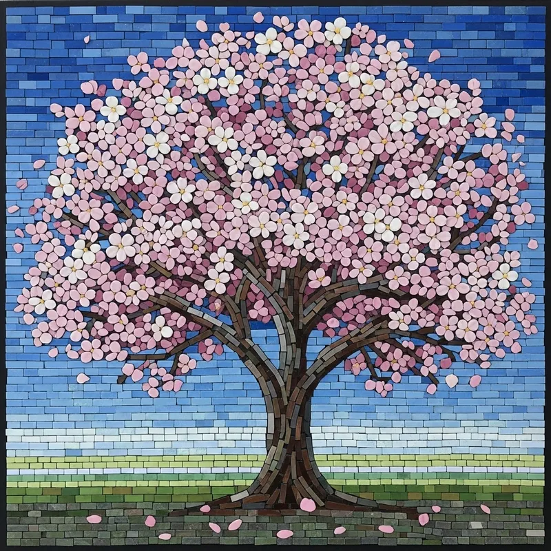 Stunning Mosaic Art of a Sakura Tree
