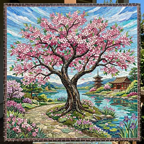 Stunning Mosaic Art of a Sakura Tree