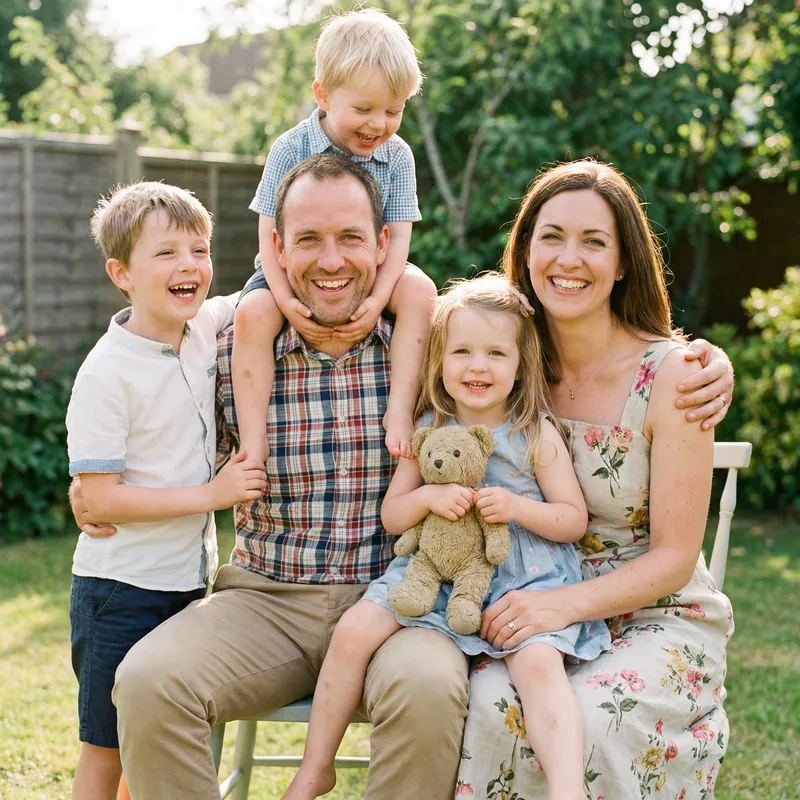 Beautiful Family Portrait: Parents, 2 Sons (8 & 3), and 4-Year-Old Daughter Beautiful Family Portrait: Parents, 2 Sons (8 & 3), and 4-Year-Old Daughter