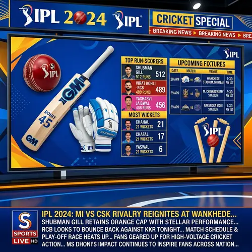 IPL News Broadcast: Cricket Equipment, Player Stats, Match Schedules