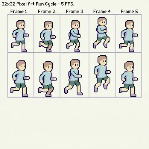 Pixel Art Character Running Sprite Sheet | 32x32, 5fps
