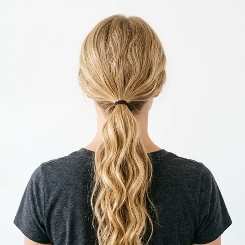 Blonde Long Wavy Hair Ponytail View