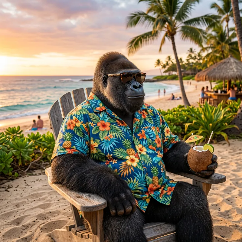 Gorilla in Hawaiian Shirt and Sunglasses Gorilla in Hawaiian Shirt and Sunglasses