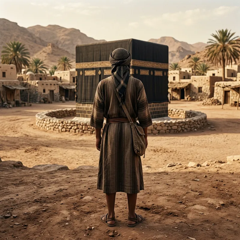 Youth Facing Kaaba in Pre-Islamic Era