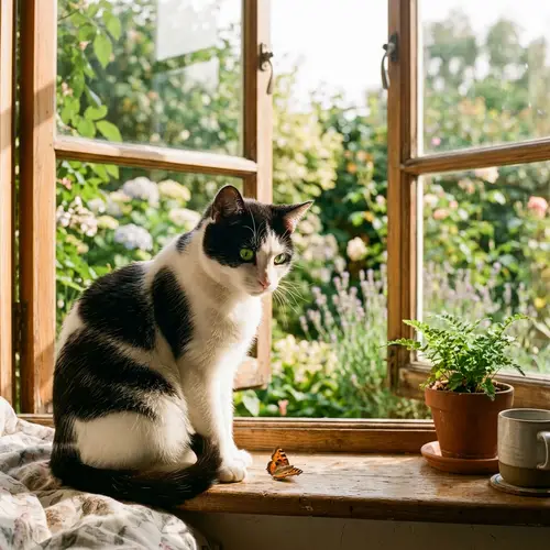 Cat Enjoying Sunlight by the Window | Beautiful Scene