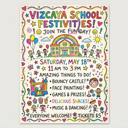Colorful School Festival Poster by Kids
