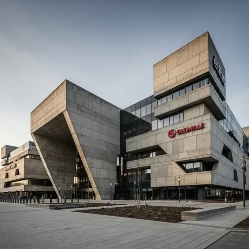 Brutalist Shopping Plaza Exterior Design