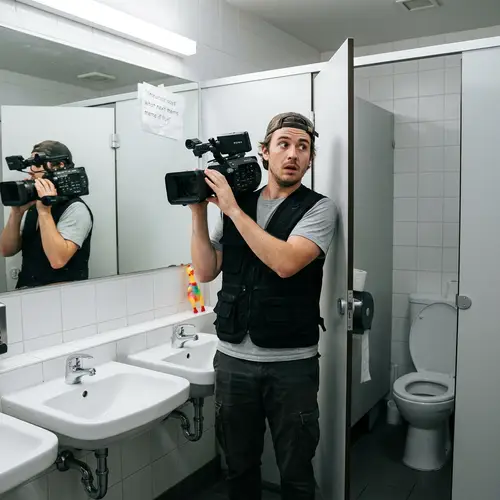 Humorous Cameraman in Bathroom | Internet Humor Trend