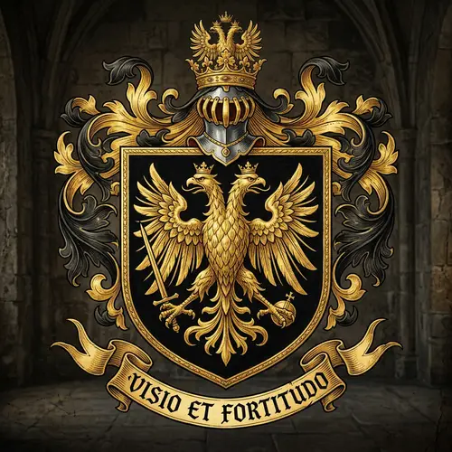Majestic Golden Double-Headed Eagle Coat of Arms