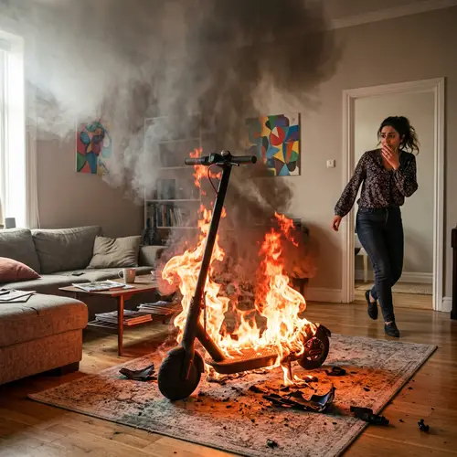 Home Fire Emergency: Woman Escaping from Engulfed E-Scooter