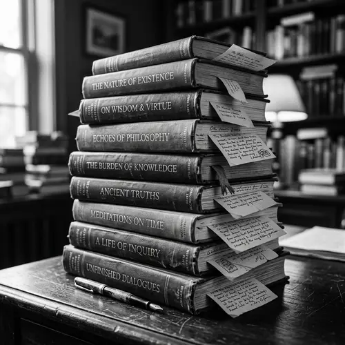 Classic Monochromatic Stack of Novels - Inspiring Knowledge & Wisdom