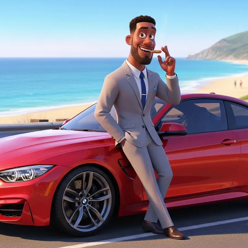 Disney Pixar Cartoon Character in BMW Disney Pixar Cartoon Character in BMW