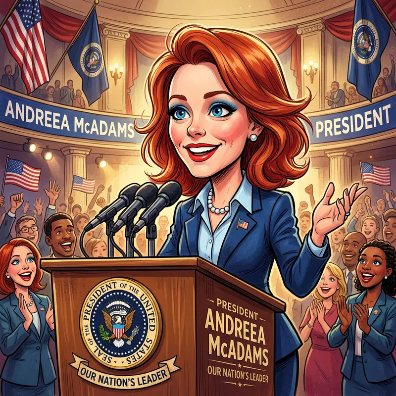 Caricature of President Andreea McAdams Caricature of President Andreea McAdams