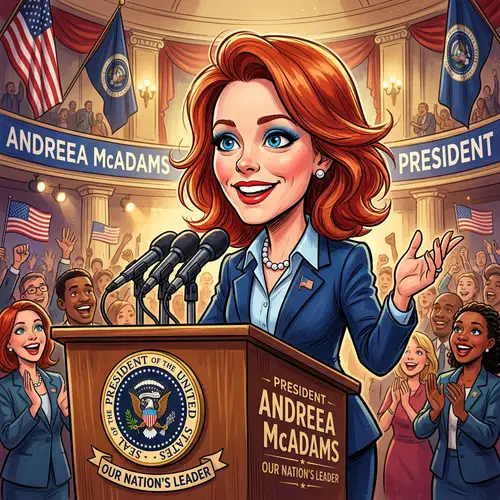 Caricature of President Andreea McAdams