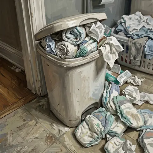 Overflowing Diaper Pail - Gritty Realism Art