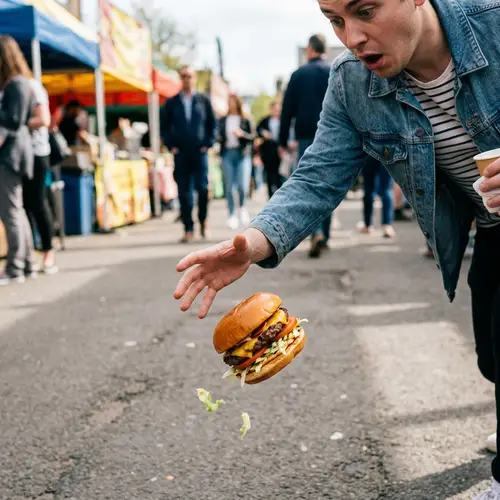 Hamburger Dropped: Oops! Accidental Fall Scene