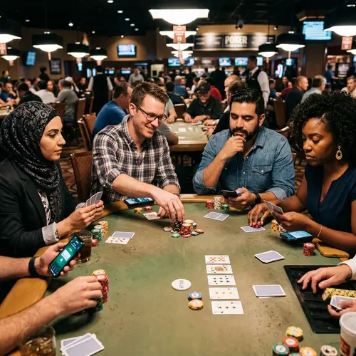 Multicultural Poker Players Engaged in Gameplay