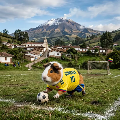 Guinea Pig in Colombian Soccer Uniform | CONSACA Text | Football Player