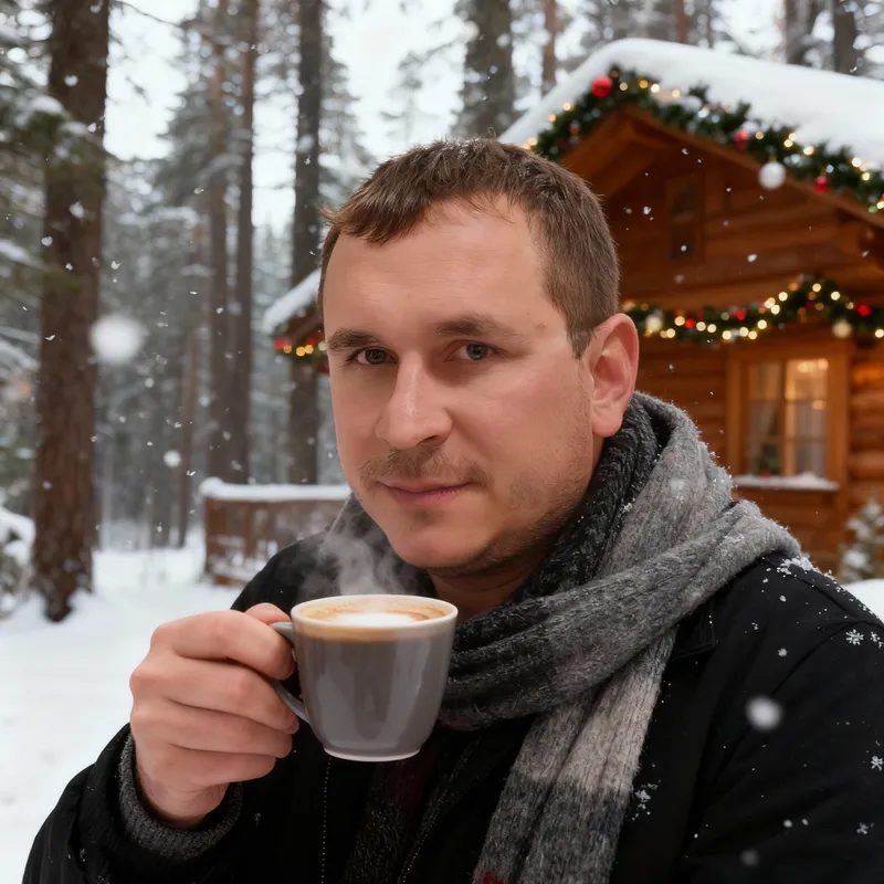 Cozy Winter Forest: Snow, Coffee & Holiday Charm