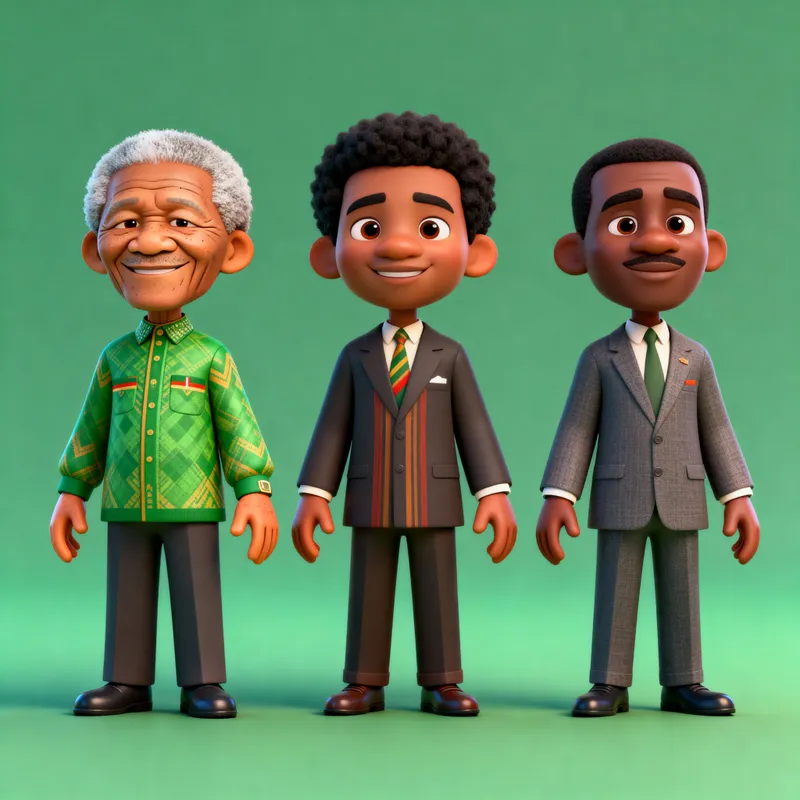 3D Cartoon Models of Mandela, Sankara, and Lumumba 3D Cartoon Models of Mandela, Sankara, and Lumumba