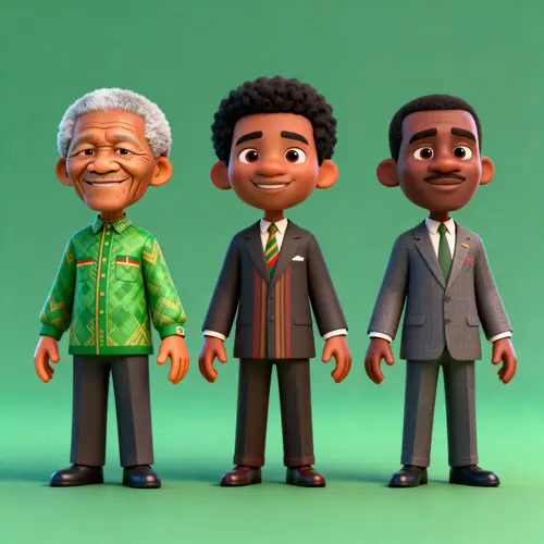 3D Cartoon Models of Mandela, Sankara, and Lumumba